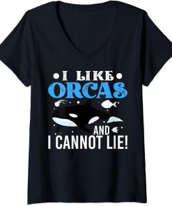 Womens Funny Orca Lover Graphic for Women Men Kids Whale V-Neck T-Shirt