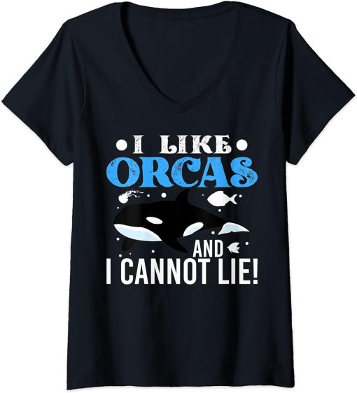 Womens Funny Orca Lover Graphic for Women Men Kids Whale V-Neck T-Shirt