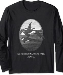 Kenai Fjord Alaska Orca Whale Souvenir Graphic Long Sleeve T-Shirt