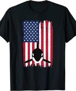 Orca Whale Silhouette American Flag USA Patriotic T-Shirt