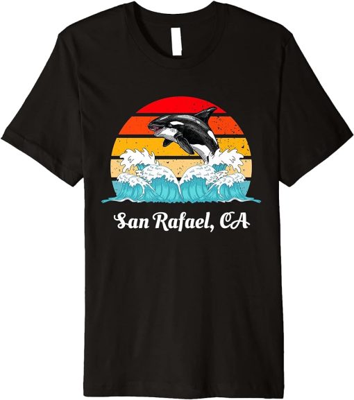 Vintage San Rafael CA Distressed Orca Killer Whale Art Premium T-Shirt