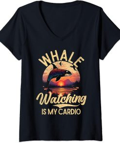 Womens Whales Watch Dolphin Pottwhal Funny Saying Orca Whale V-Neck T-Shirt