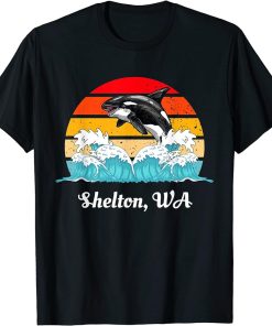 Vintage Shelton WA Distressed Orca Killer Whale Art T-Shirt