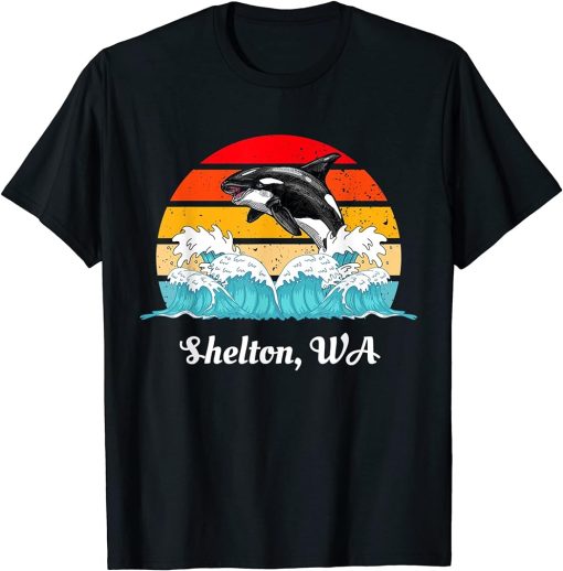 Vintage Shelton WA Distressed Orca Killer Whale Art T-Shirt