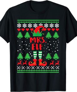 Mrs Elf Gift Ugly Christmas Family Matching Pyjama T-Shirt