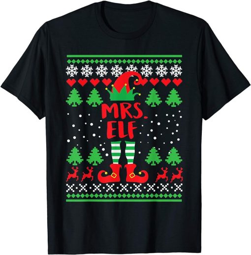 Mrs Elf Gift Ugly Christmas Family Matching Pyjama T-Shirt