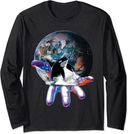 Orca Motif Whale Predator Animals Design Orcas Long Sleeve T-Shirt